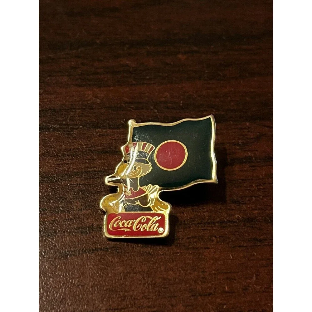 Vintage 1984 LA Olympics Coca Cola Sam‎ Eagle Bangladesh Flag Lapel Pin